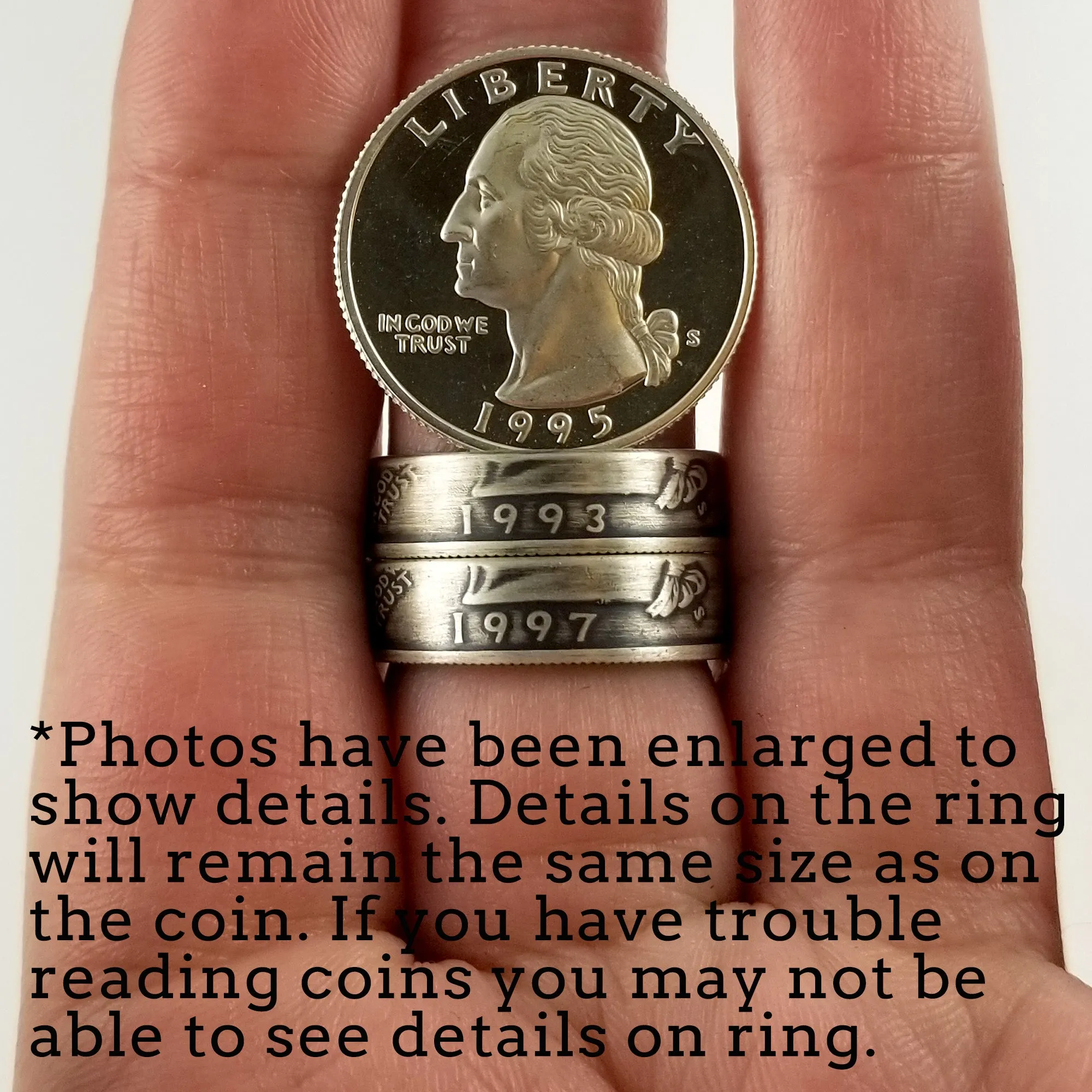 90% Silver 1998 Washington Quarter Ring