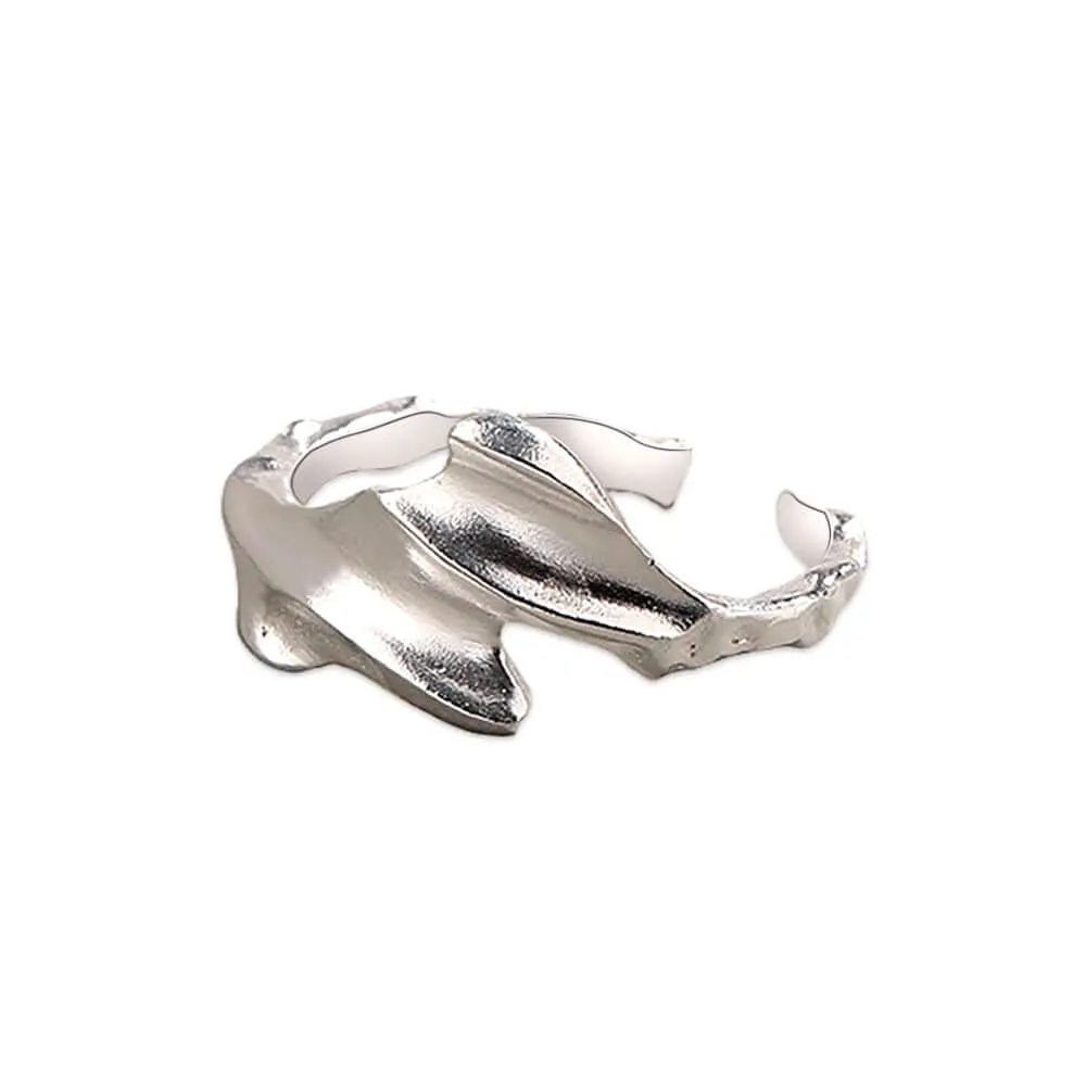 925 Silver Open Metal Irregular Undulating Ring