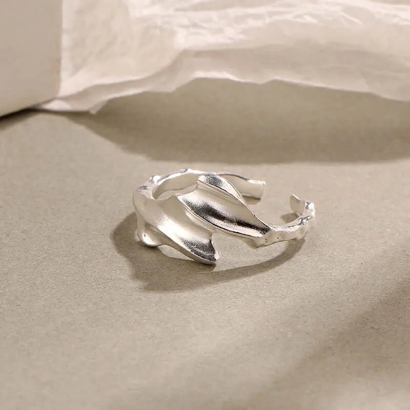 925 Silver Open Metal Irregular Undulating Ring