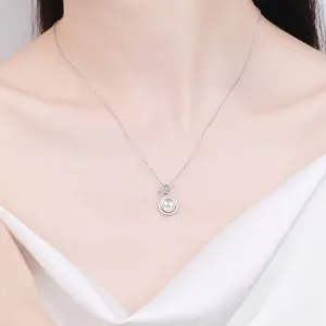 925 Sterling Silver Small Moissanite Diamond Necklace 8mm Natural Freshwater Pearl Company Party Bride Engagement Cute Jewelry