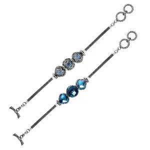 AB-6148-BT Sterling Silver Bracelet With Blue Topaz Q.