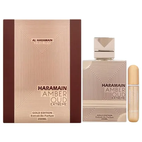 Al Haramain Amber Oud Gold Edition Extreme by Al Haramain Gift Set 6.7 oz 6.7 Pure Perfume Spray   0.34 oz Refillable Spray