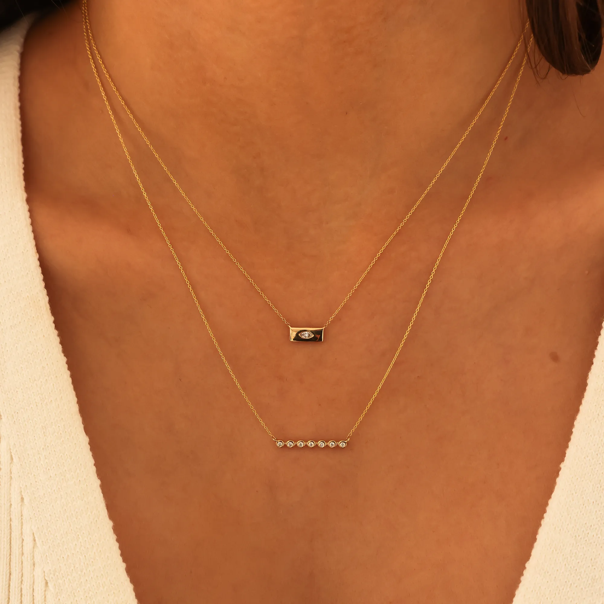 Alexa Jordyn Mini Inlay Gold Bar Necklace