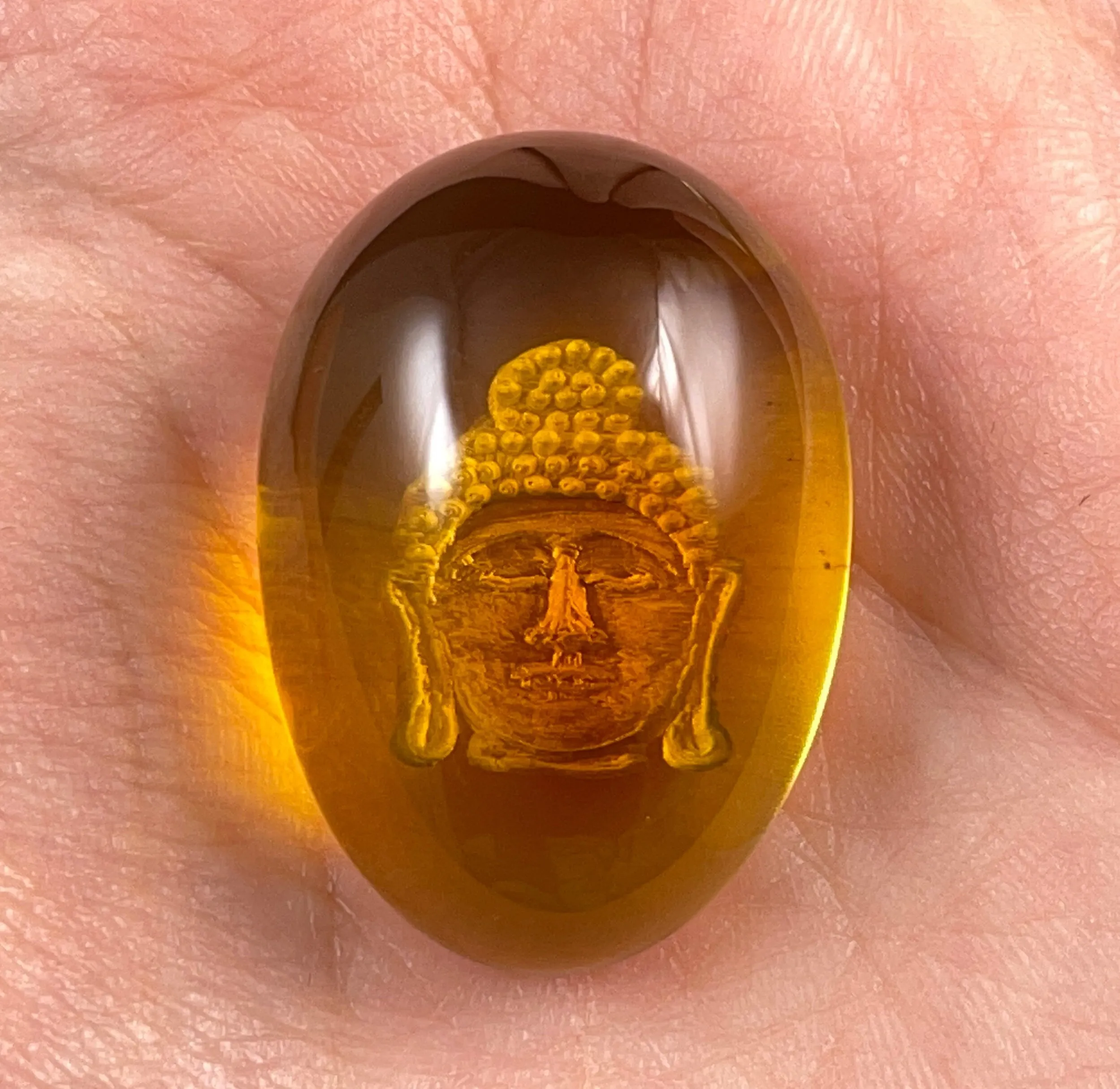 AMBER Crystal Buddha - Crystal Carving, Housewarming Gift, Home Decor, Healing Crystals and Stones, 52541