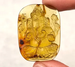 AMBER Crystal Ganesha - Crystal Carving, Housewarming Gift, Home Decor, Healing Crystals and Stones, 52688