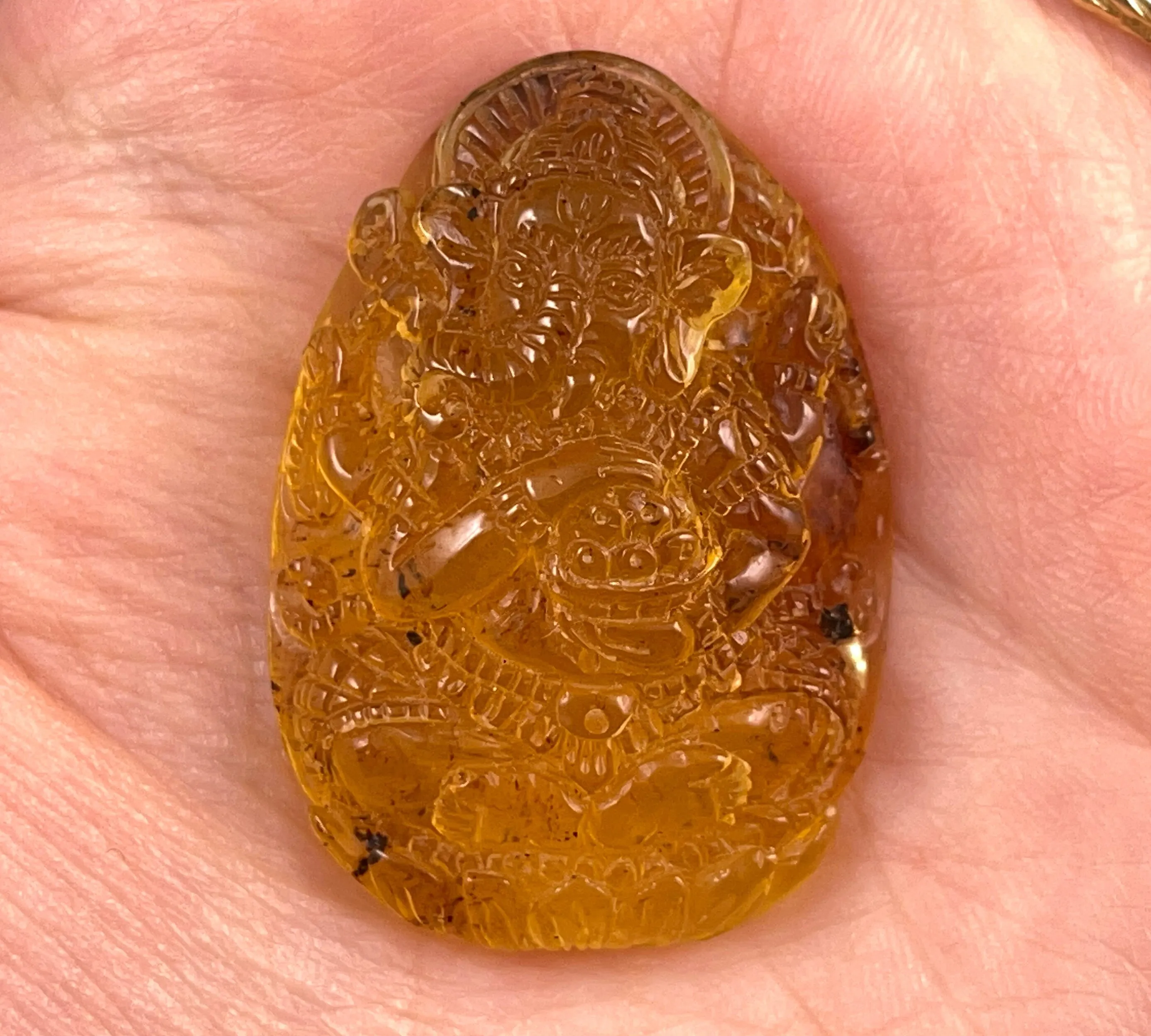 AMBER Crystal Ganesha - Crystal Carving, Housewarming Gift, Home Decor, Healing Crystals and Stones, 52689