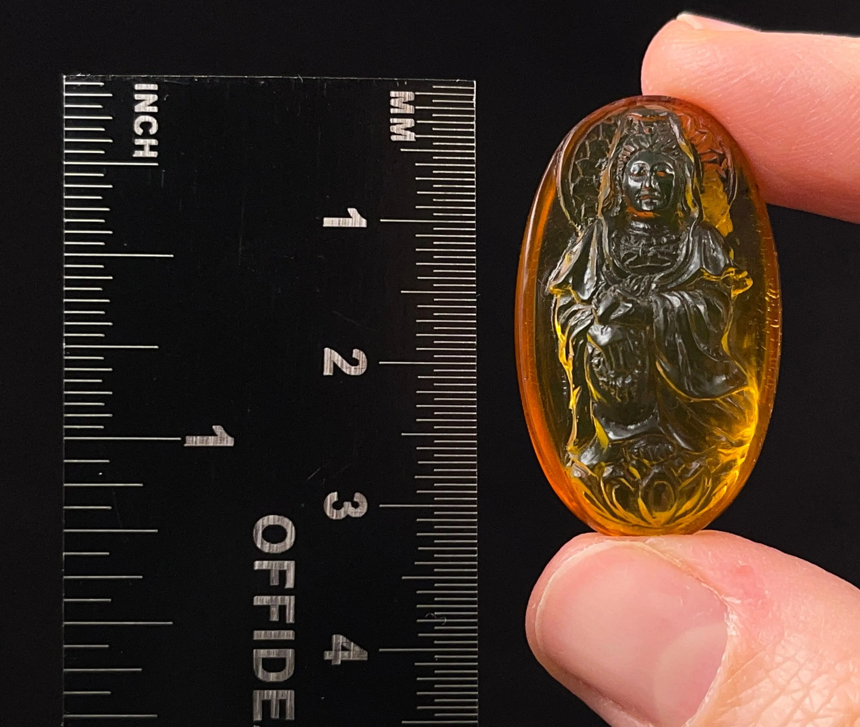 AMBER Crystal Kuan Yin - Crystal Carving, Housewarming Gift, Home Decor, Healing Crystals and Stones, 52678