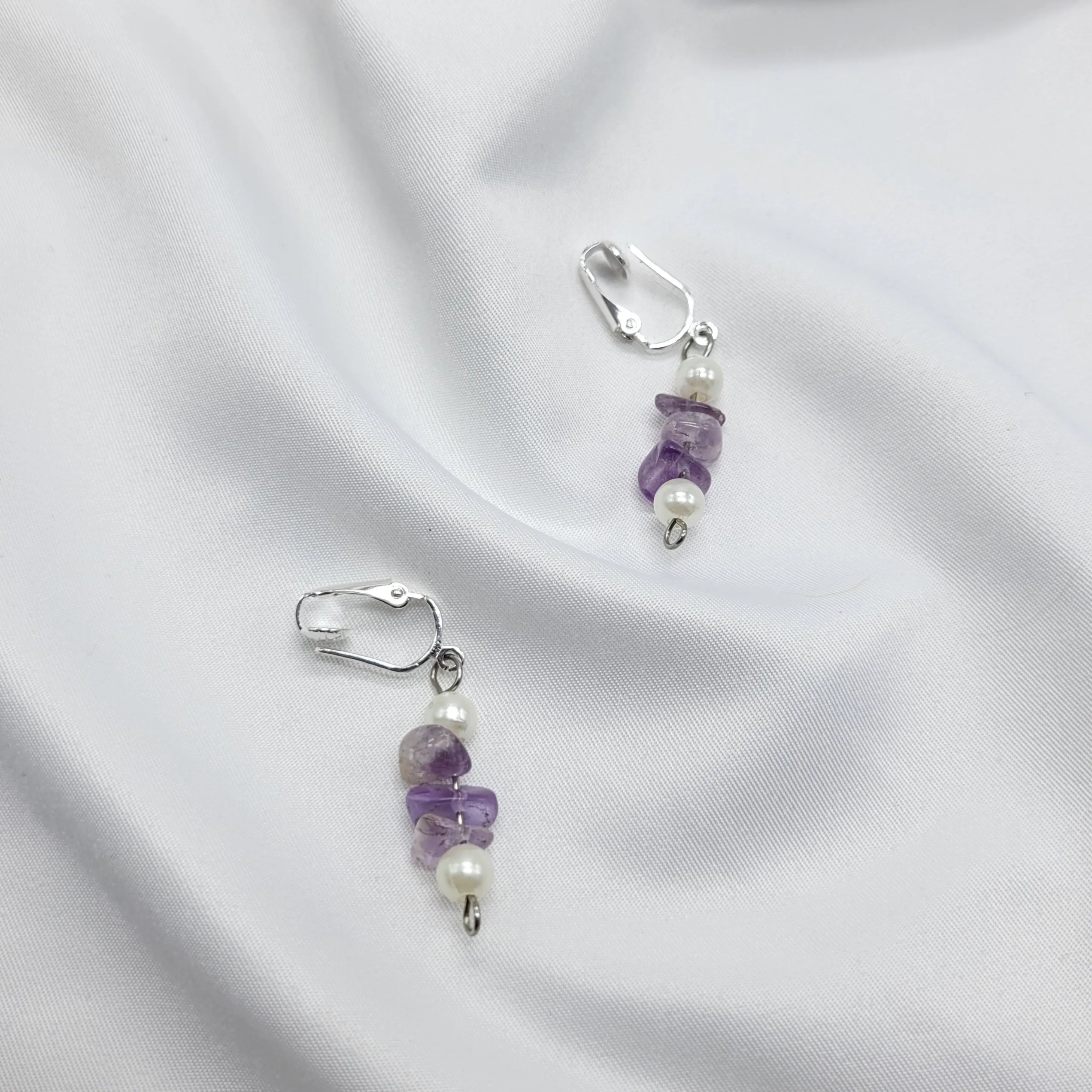 Amethyst and Pearl Earrings(Clip and Pierced)