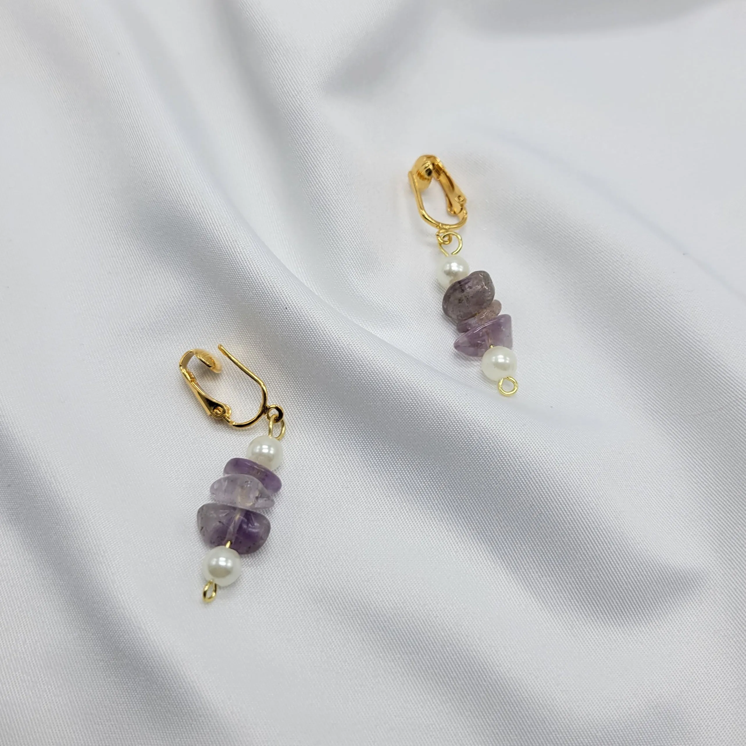 Amethyst and Pearl Earrings(Clip and Pierced)