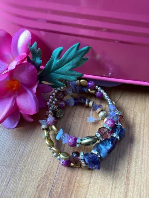 Amethyst and Plum Beaded Wrap Bracelet