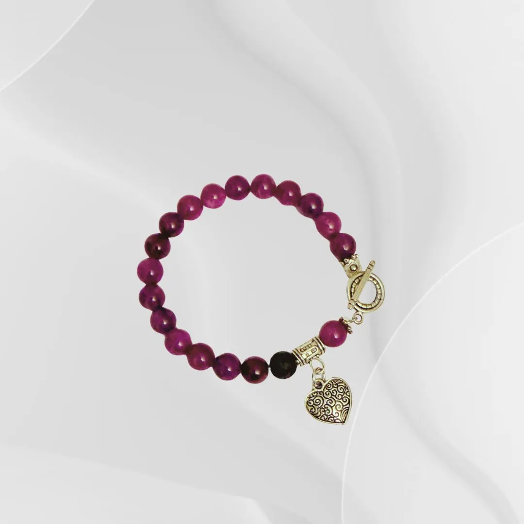 Amethyst Essential Oil Diffuser Bracelet With Heart Charm