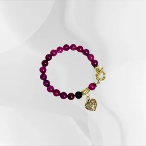 Amethyst Essential Oil Diffuser Bracelet With Heart Charm