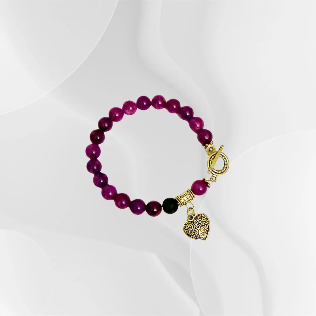 Amethyst Essential Oil Diffuser Bracelet With Heart Charm