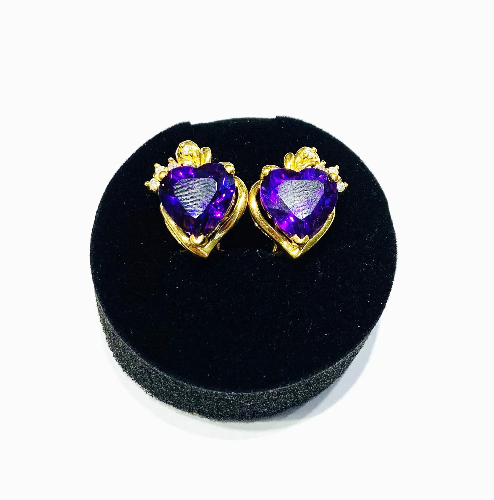 Amethyst Heart Earrings (18K)