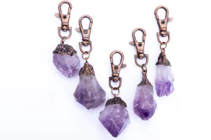 Amethyst keychain | Rough crystal keychain