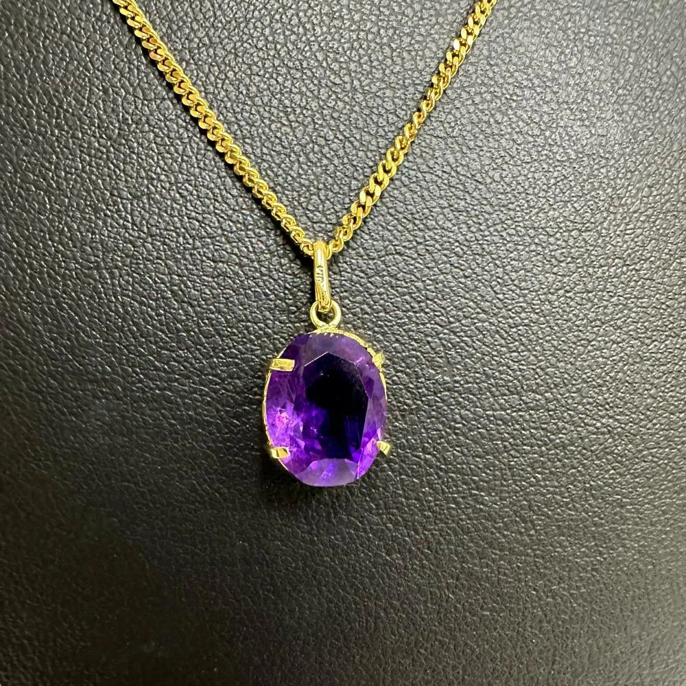 Amethyst Necklace K18 Gold 40cm