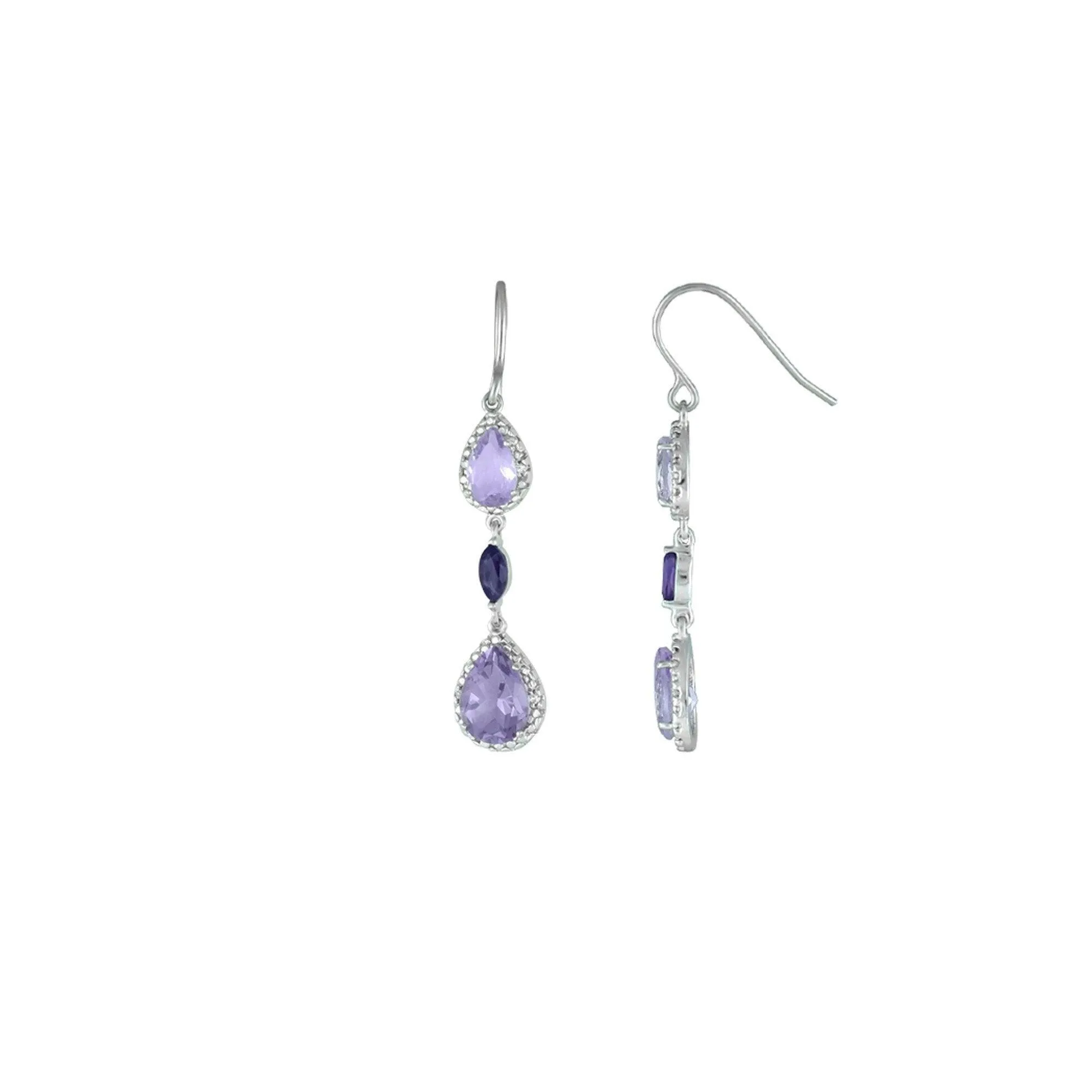 Amethyst, Pink Amethyst and Diamond Earrings