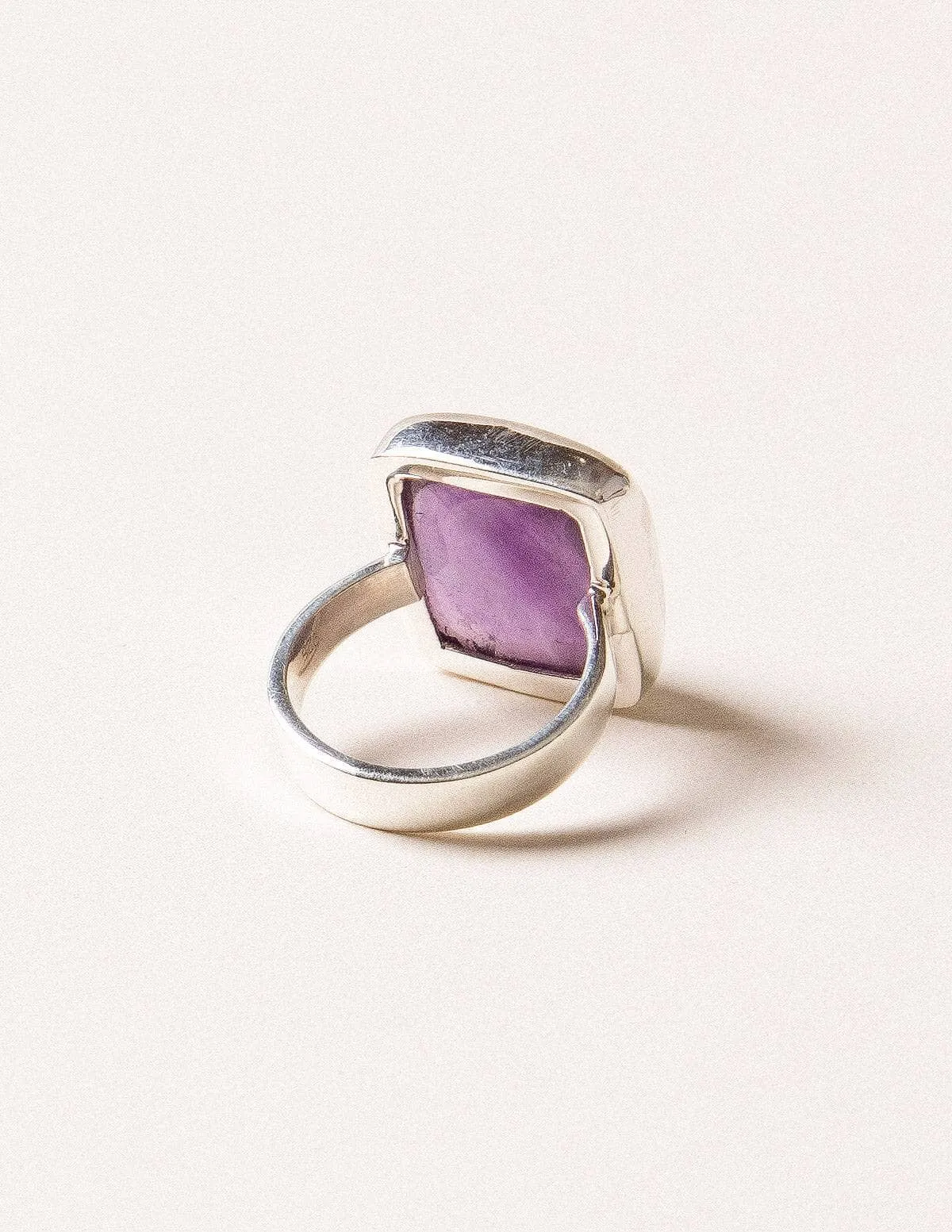 Amethyst Square Silver Gemstone Ring