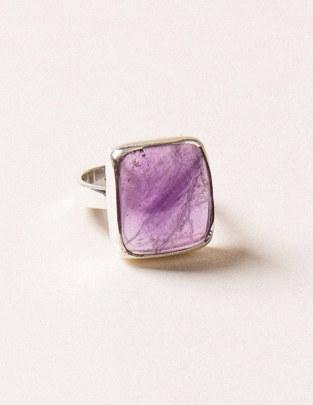 Amethyst Square Silver Gemstone Ring