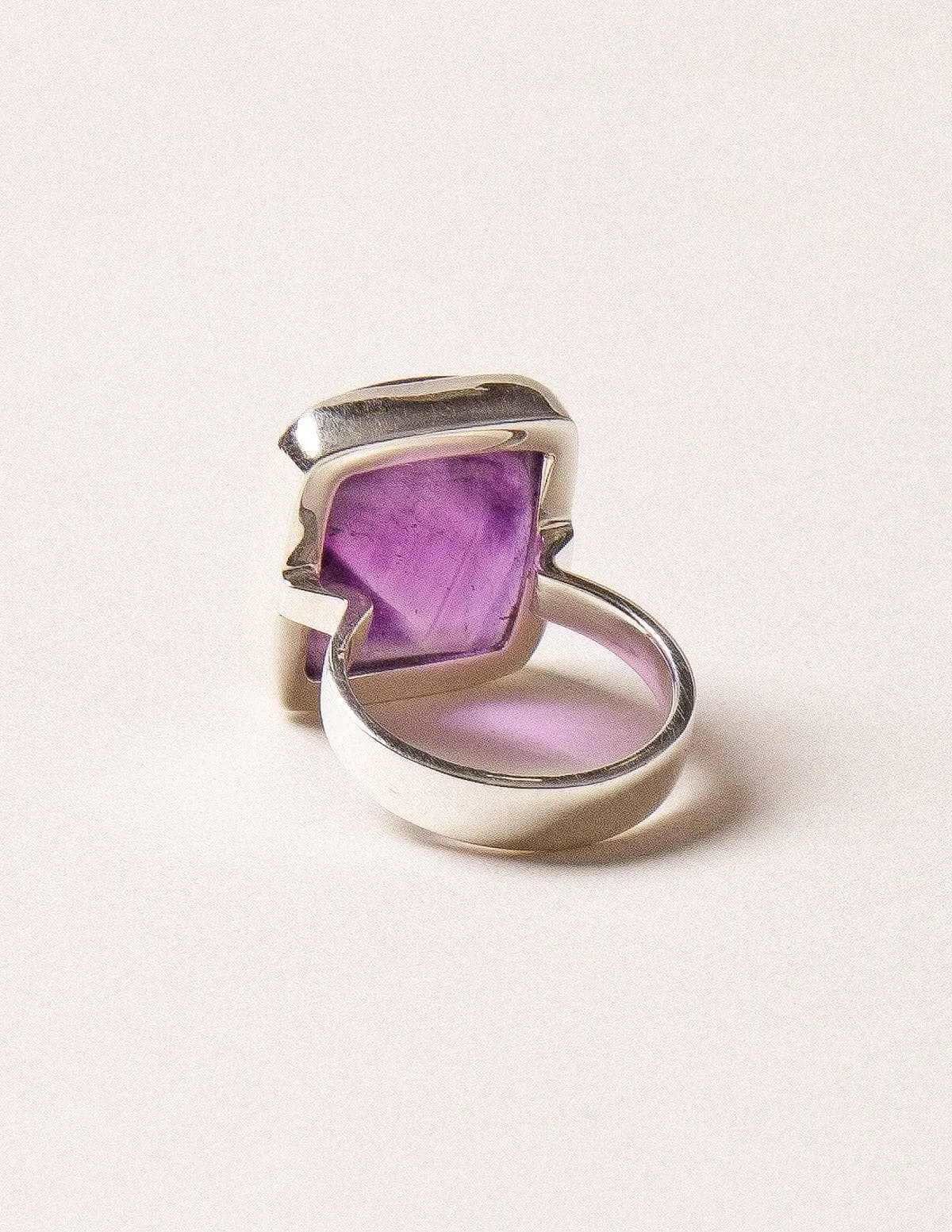 Amethyst Square Silver Gemstone Ring