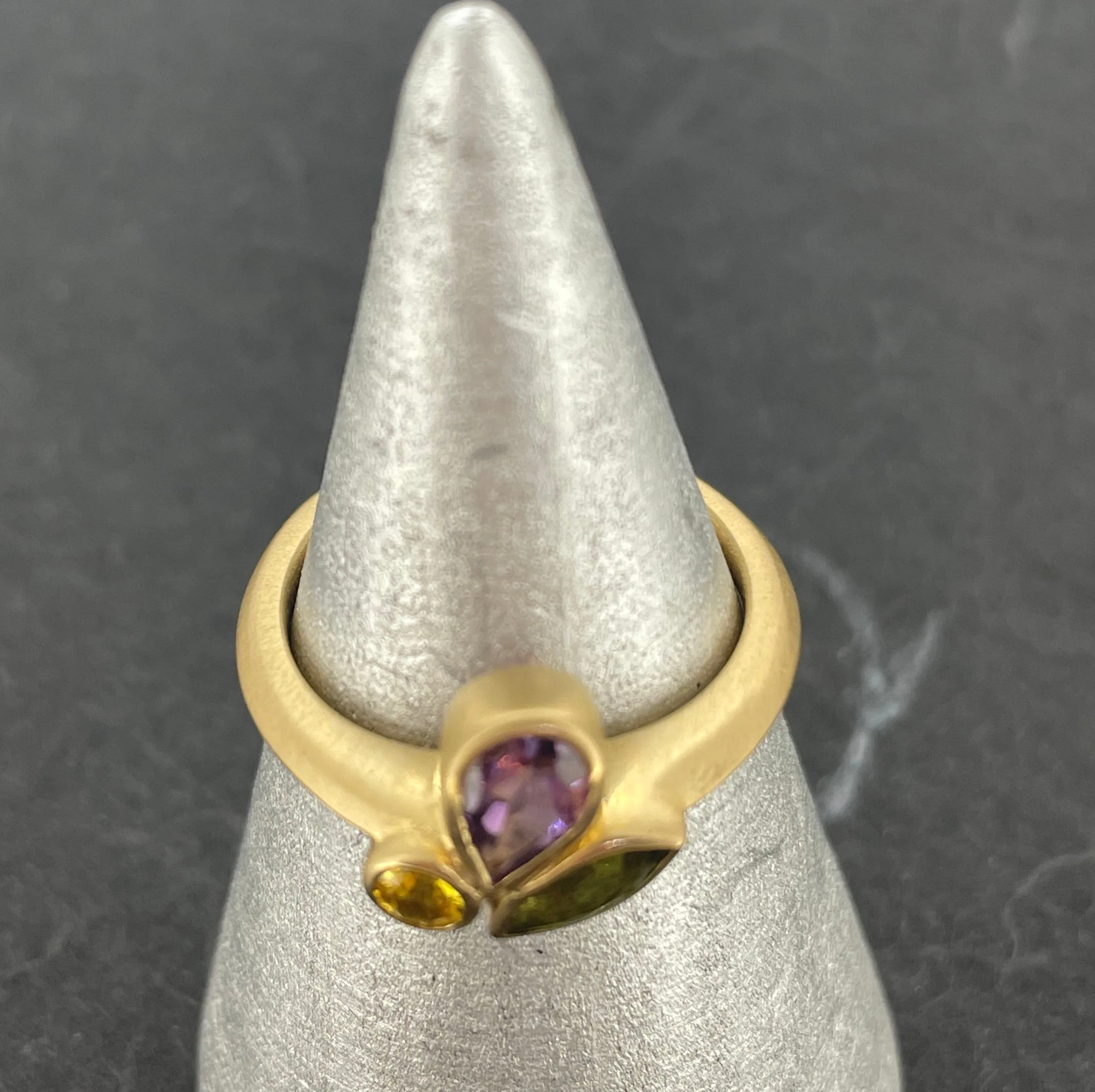 Amethyst, Tsavorite and Sapphire Ring