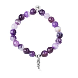 Angel Wing | Stone Beaded Charm Bracelet | Amethyst