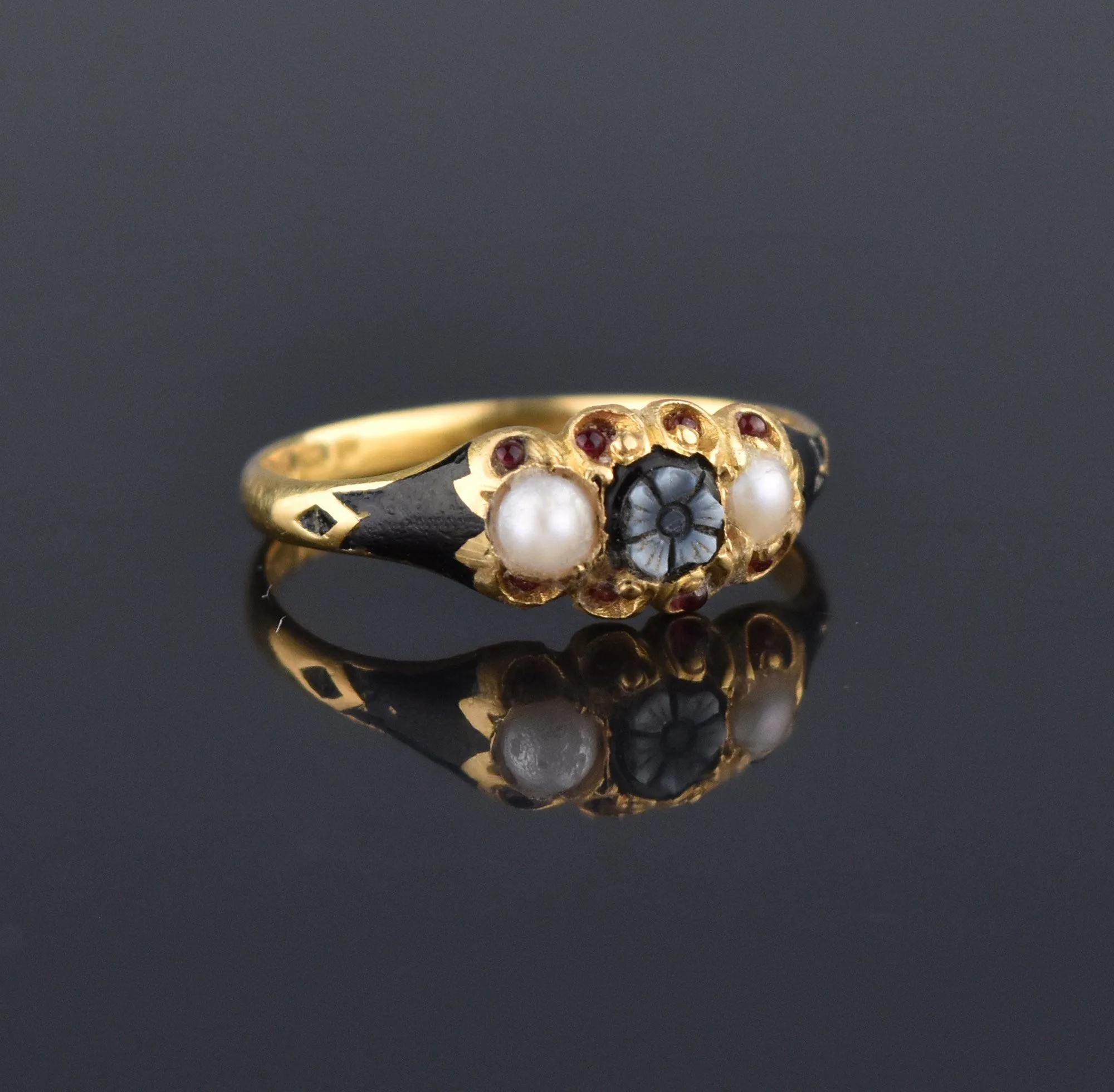 Antique 1860s Pearl Garnet Sardonyx Cameo 18K Gold Ring ON HOLD