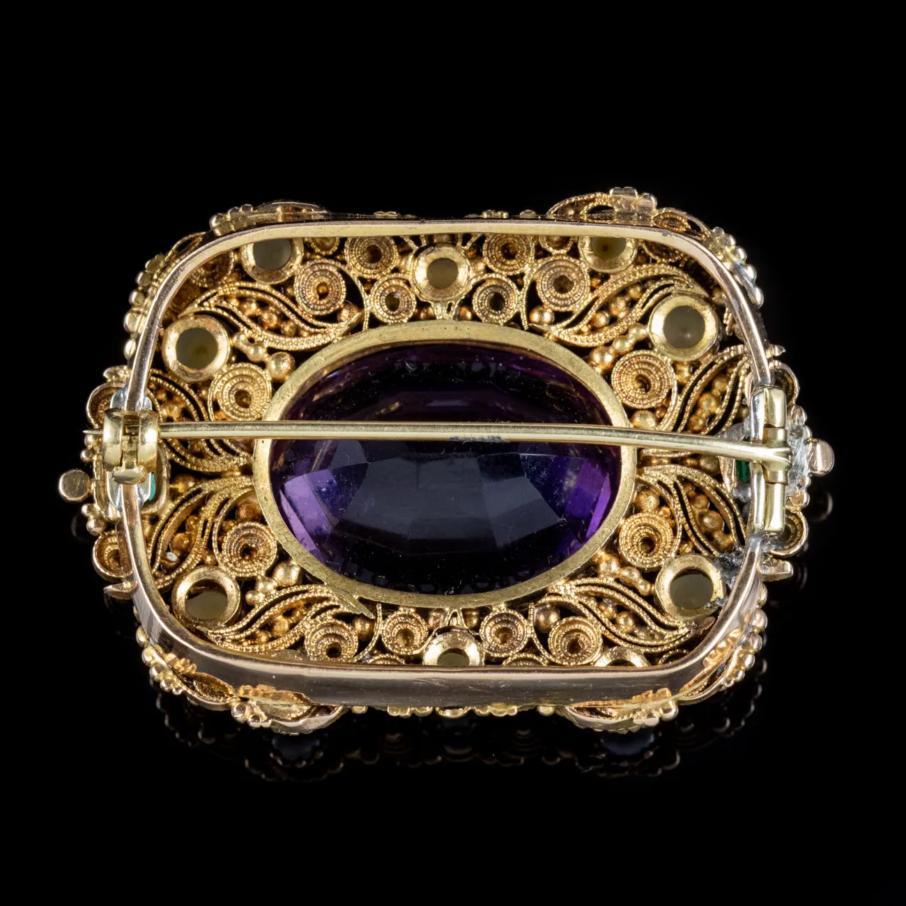 Antique Edwardian Suffragette Amethyst Brooch 18Ct Gold Circa 1910