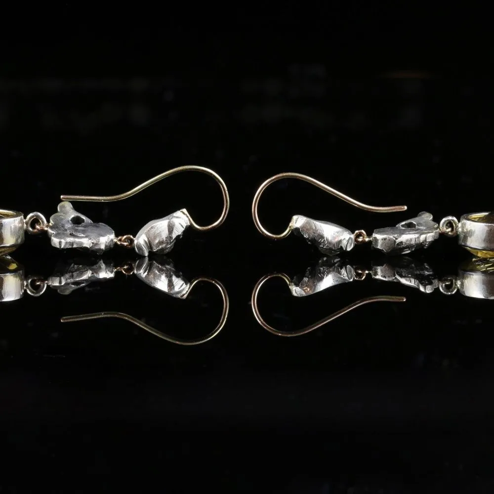 Antique Victorian Citrine & Double Drop Paste Earrings Gold/Silver