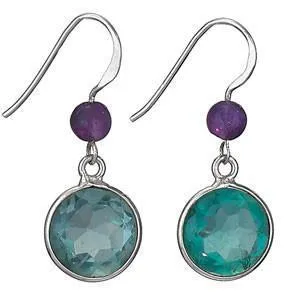 Apatite and Amethyst Drop Earrings