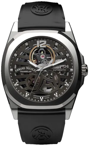 Armand Nicolet Men's Watch J09 Skeleton 41mm Grey Black A660SAA-GR-GG4710N