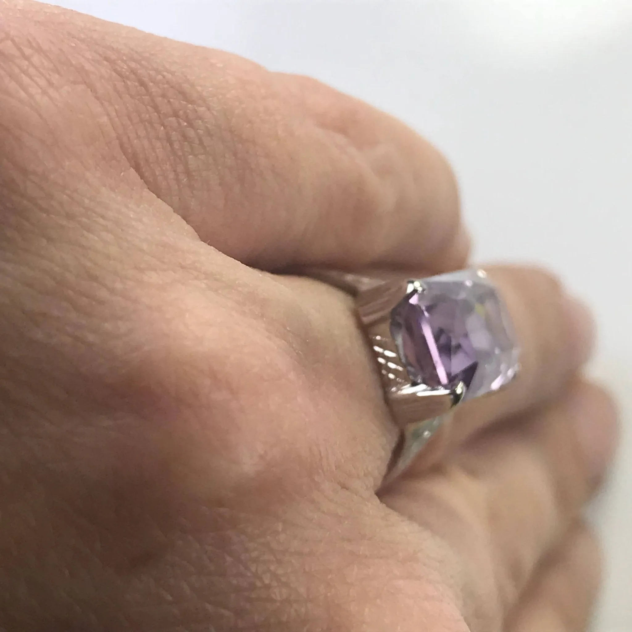 Art Nouveau Amethyst Ring. 14K White Gold. February Birthstone. 6th Anniversary Gift. 1900s