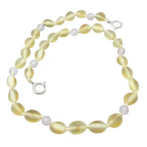 Baltic Amber Anklet Lemon Rose Quartz