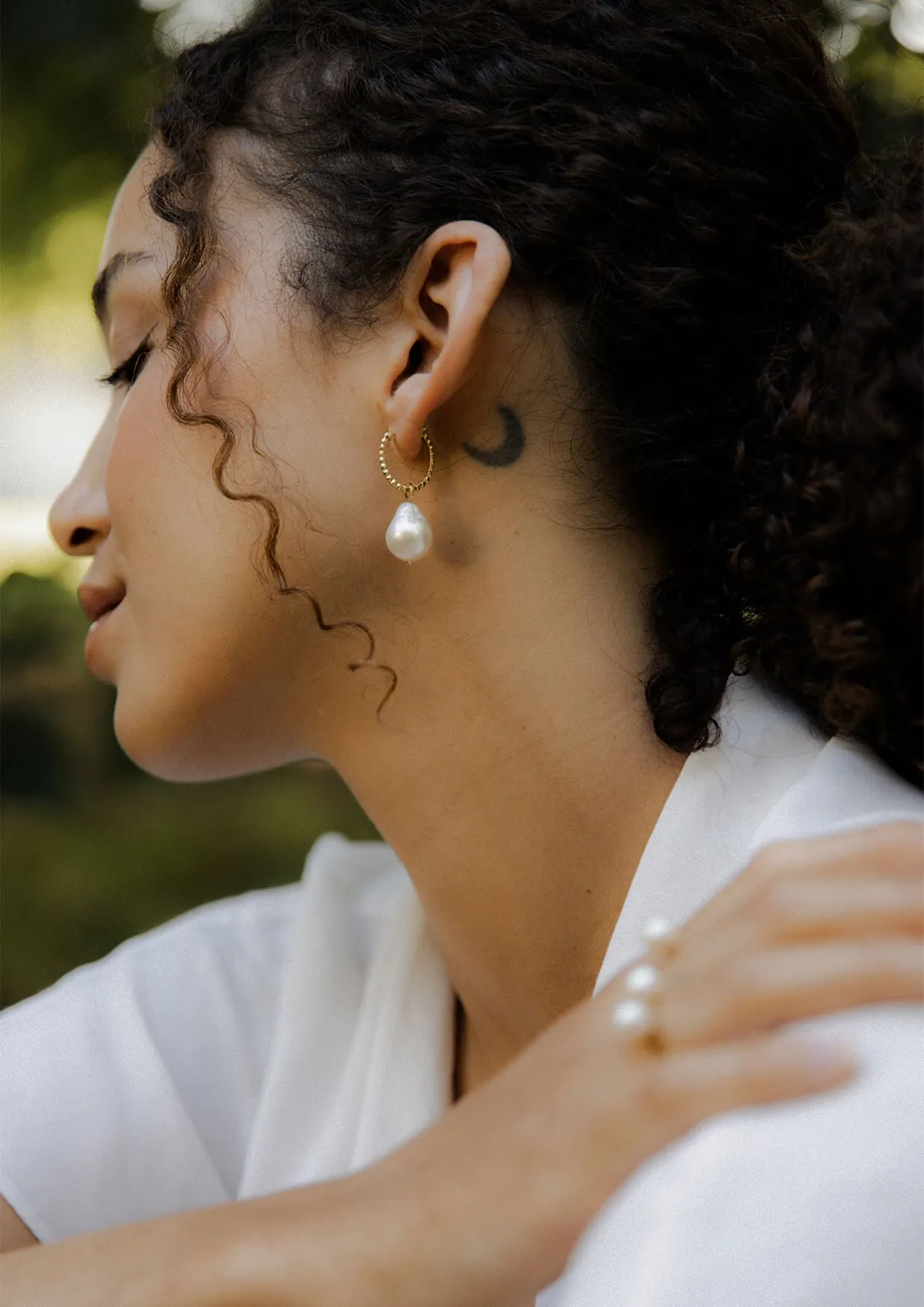 Baroque Beaded Hoops Gold Pearl Earrings