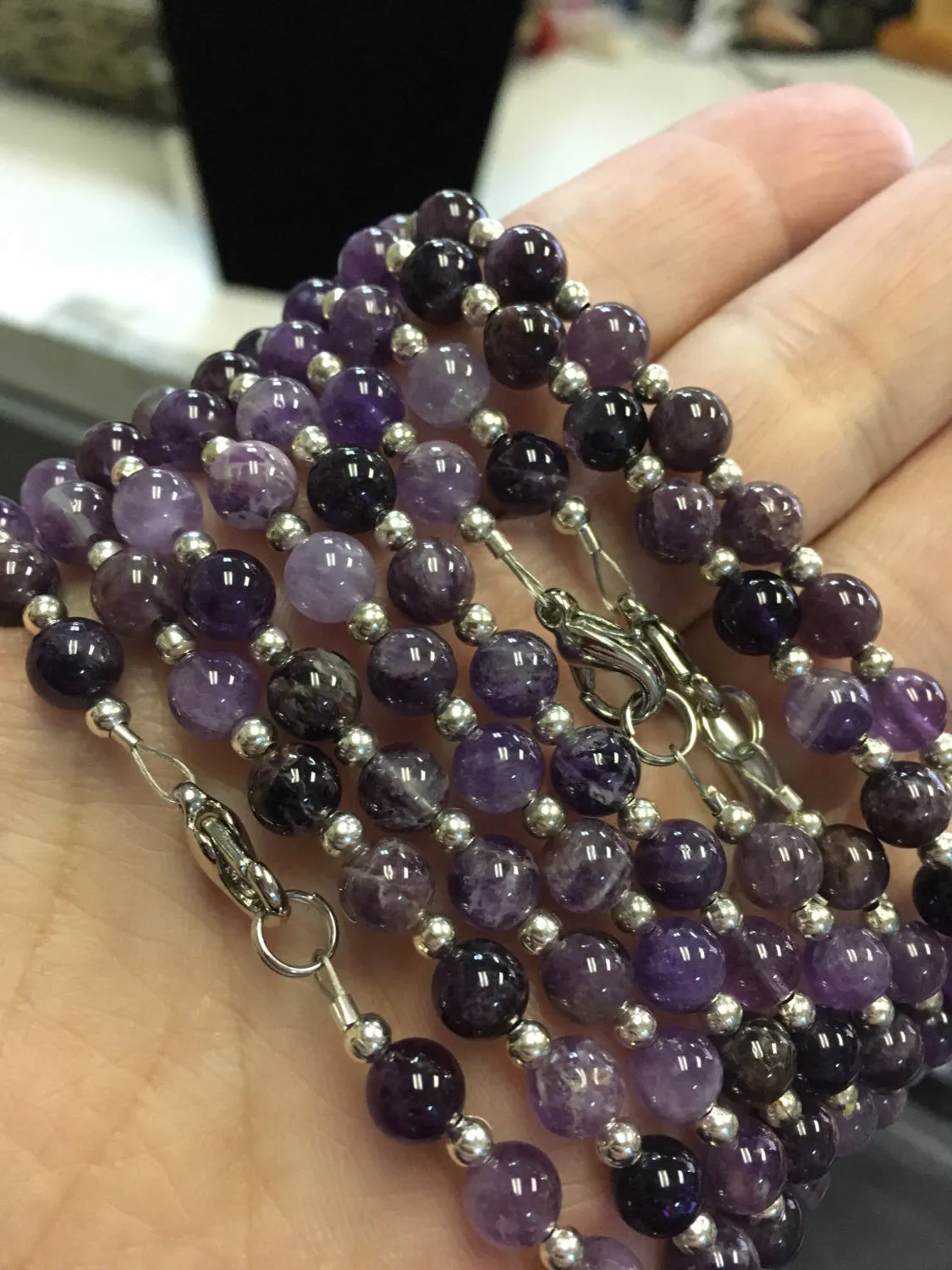 Beaded Amethyst Bracelet - 8 inches - Third Eye - 3rd Eye - Reiki  - Energy Healing