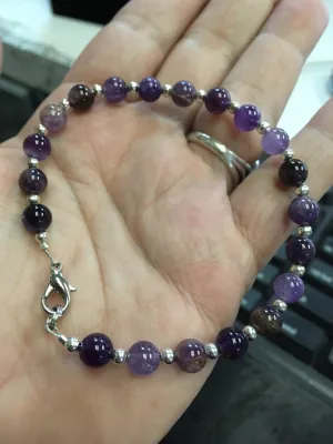 Beaded Amethyst Bracelet - 8 inches - Third Eye - 3rd Eye - Reiki  - Energy Healing