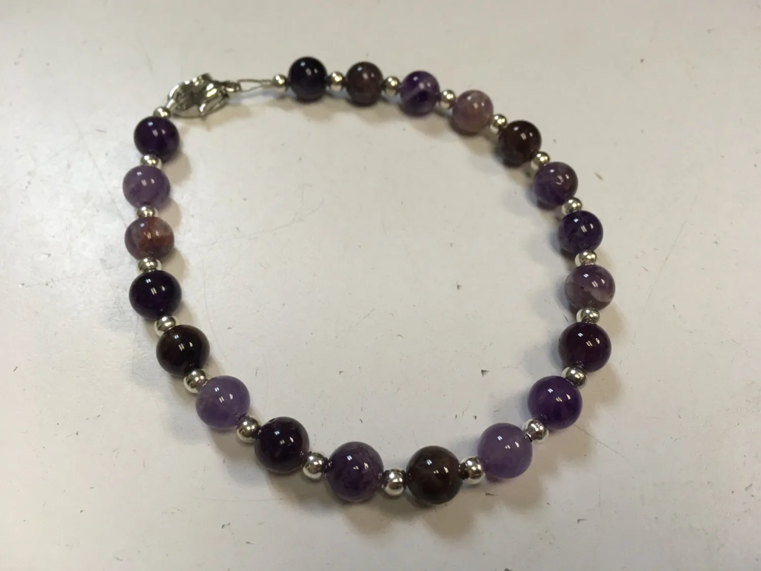 Beaded Amethyst Bracelet - 8 inches - Third Eye - 3rd Eye - Reiki  - Energy Healing