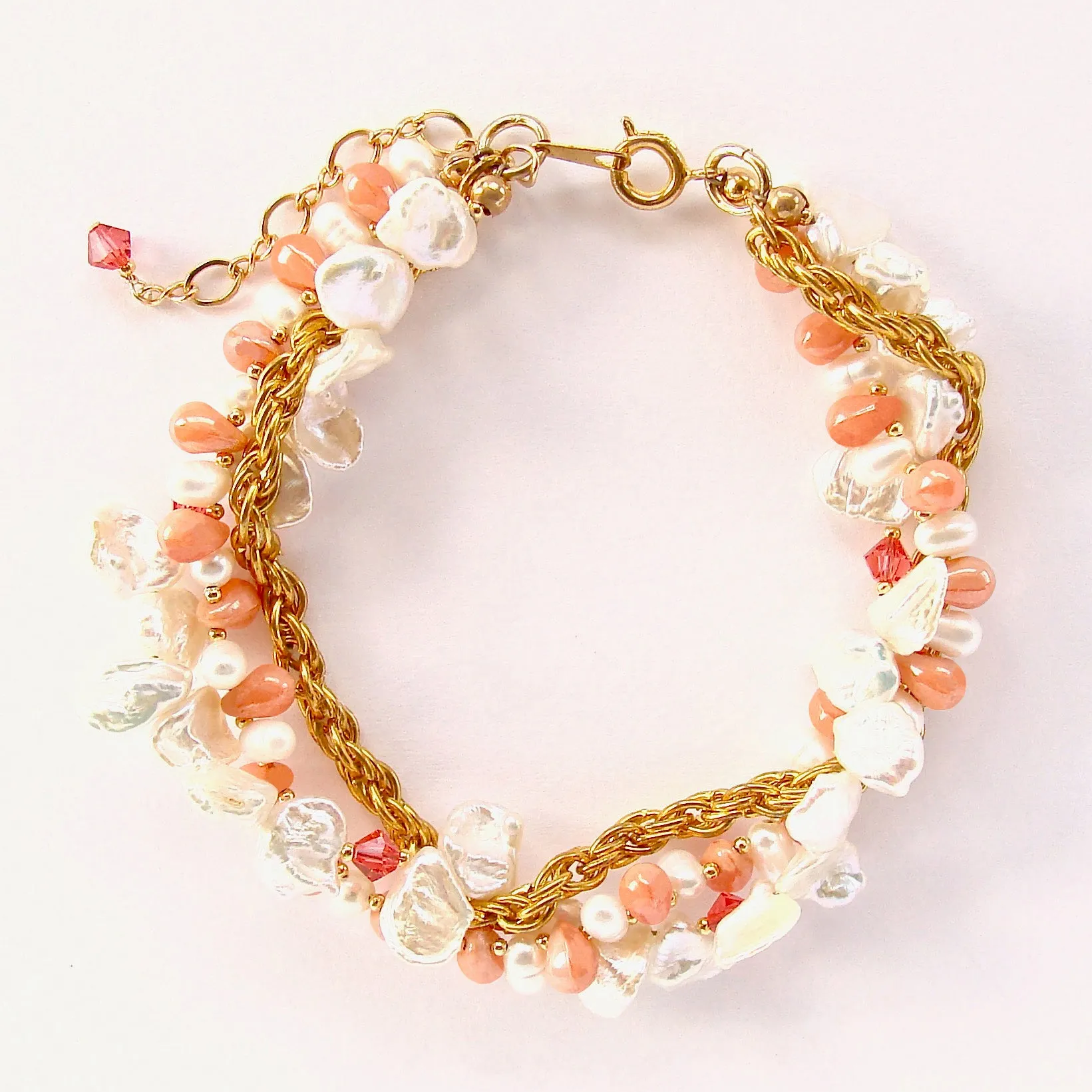 Beatrix: Pearl Bracelet with Coral Accents