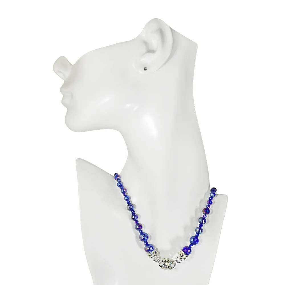 Belle Of The Ball Beaded Magnetic Interchangeable Necklace (Sterling Silvertone/Cobalt Blue AB)