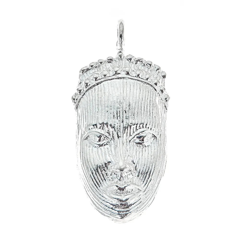 Better Jewelry Carved African Mask .925 Sterling Silver Pendant (MADE IN USA)