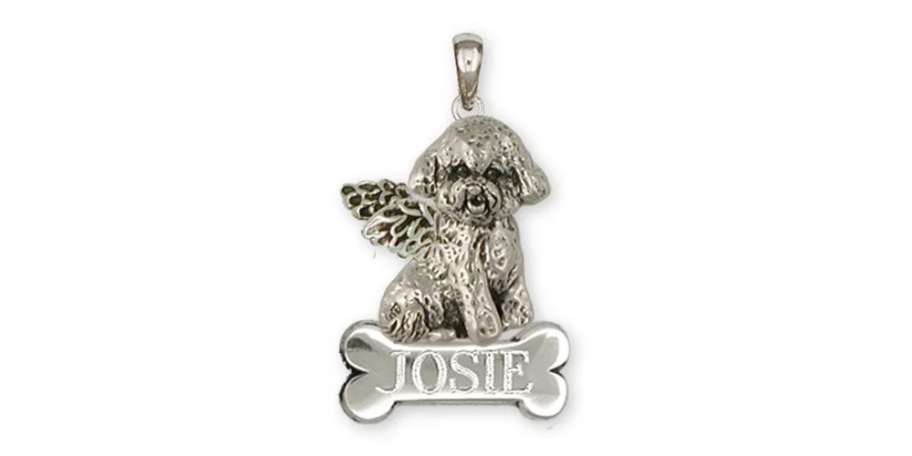 Bichon Frise Angel Pendant Jewelry Sterling Silver Handmade Dog Pendant BF13-ANP