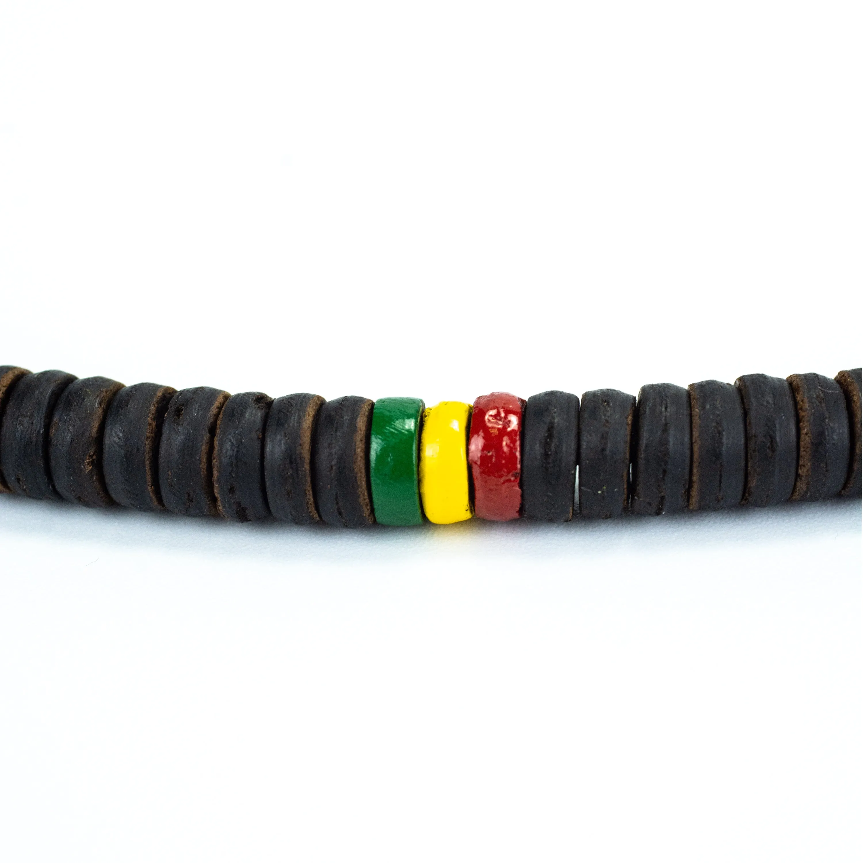 Black and Rasta Wooden Bead Necklace