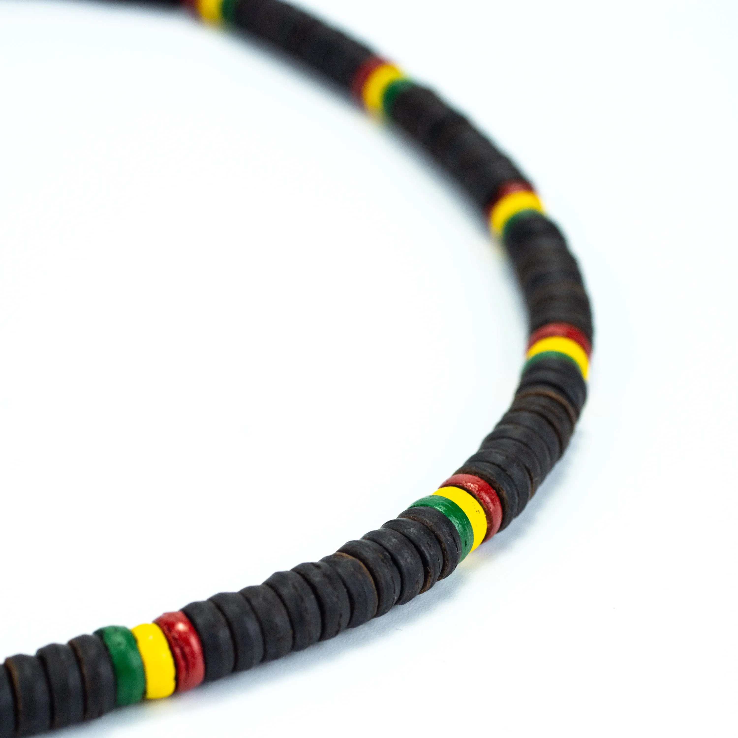 Black and Rasta Wooden Bead Necklace