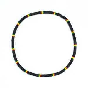 Black and Rasta Wooden Bead Necklace