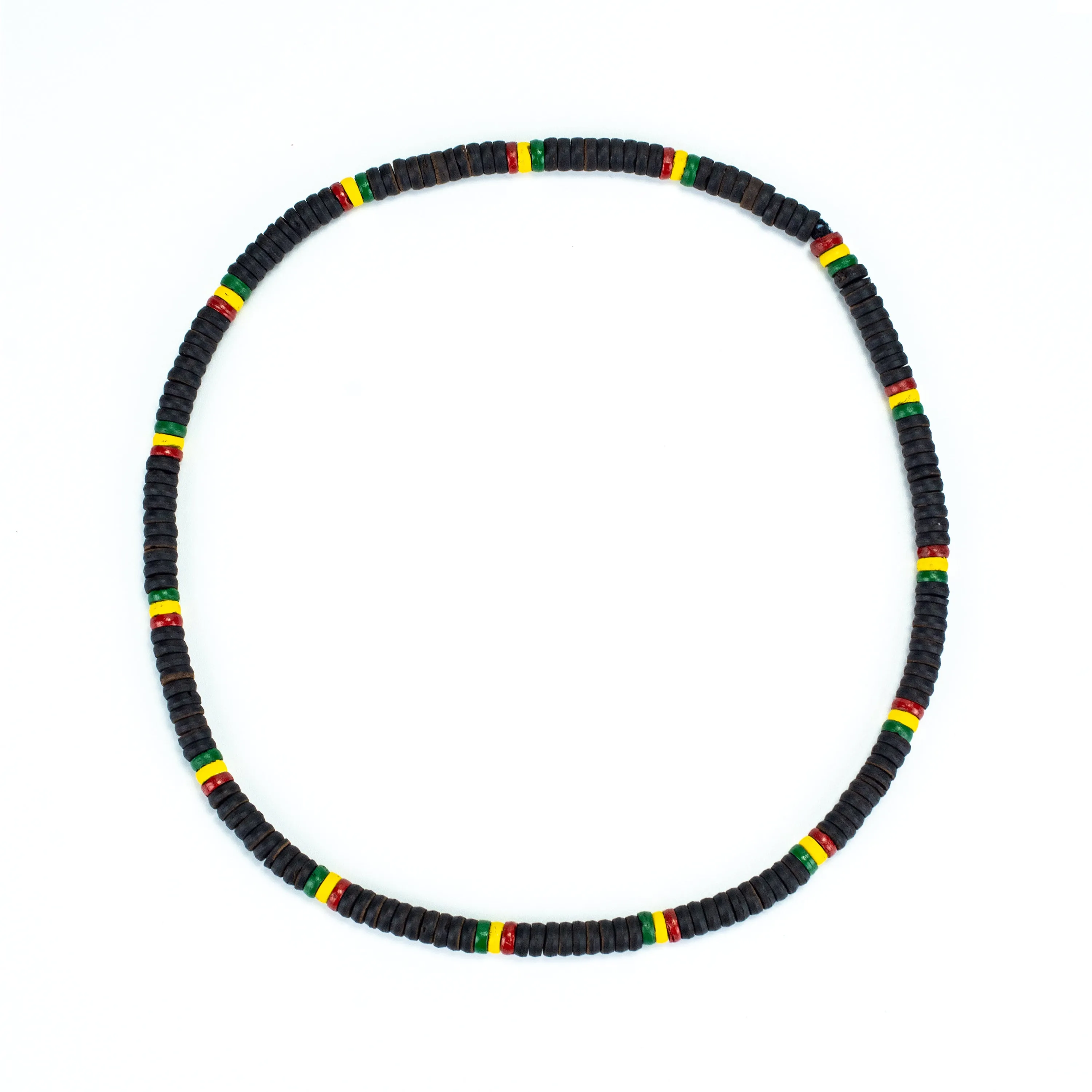 Black and Rasta Wooden Bead Necklace