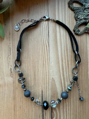 Black Ice Beaded Straight Necklace