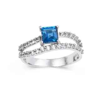 Blue Topaz Dual Band Fashion Ring