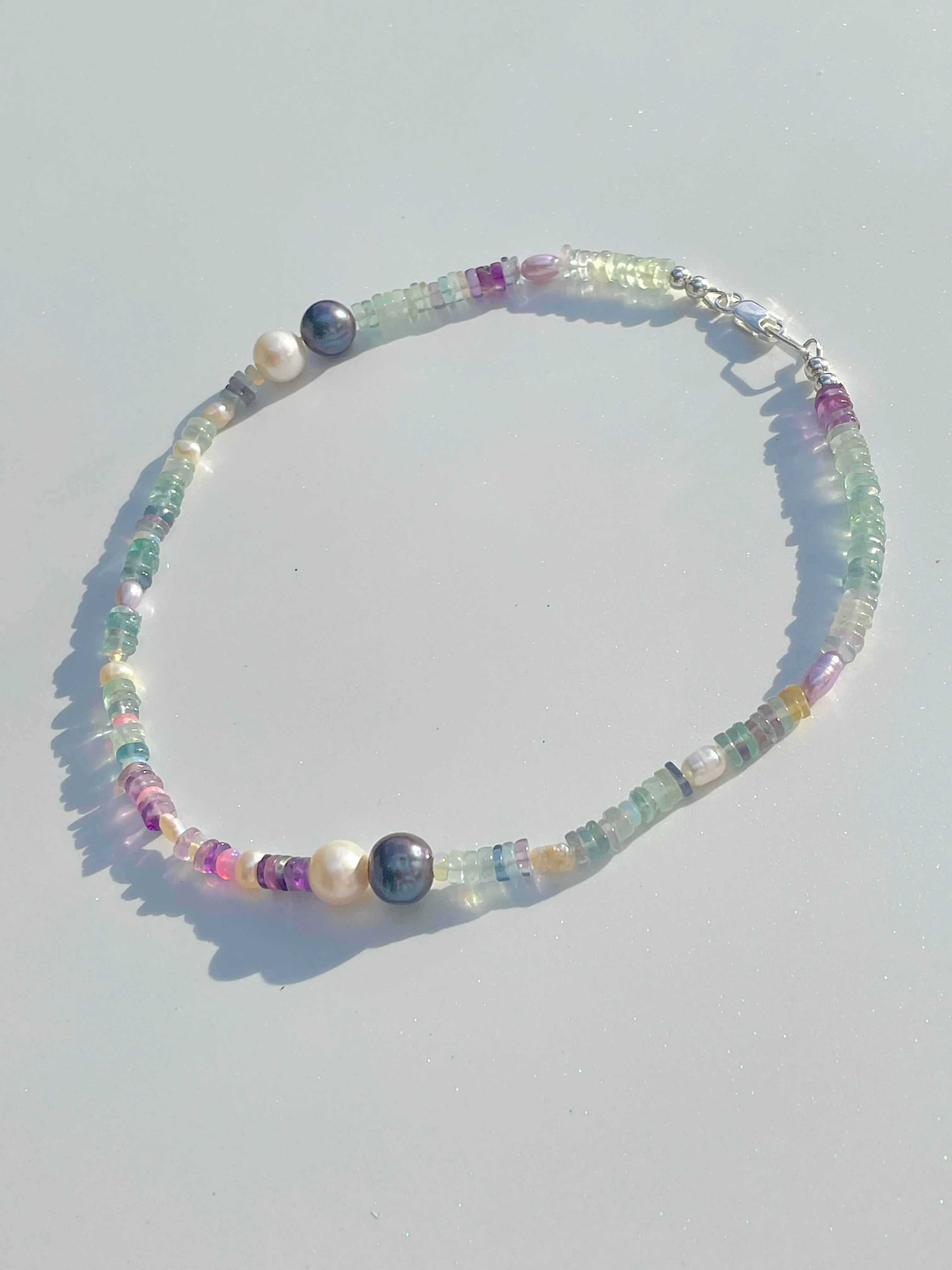 Bold Fluorite with Akoya & Tahitian Pearl Choker Necklace