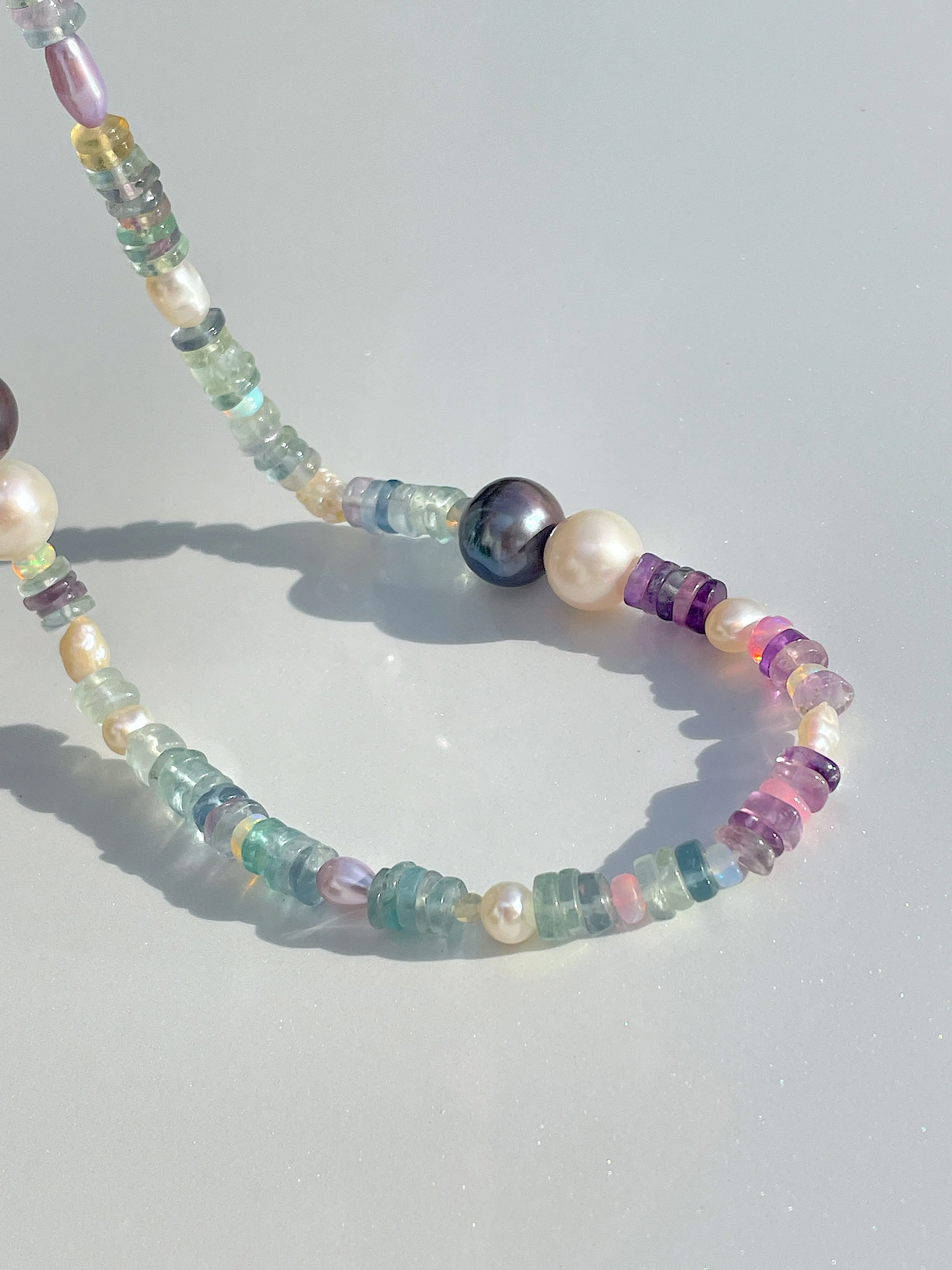 Bold Fluorite with Akoya & Tahitian Pearl Choker Necklace