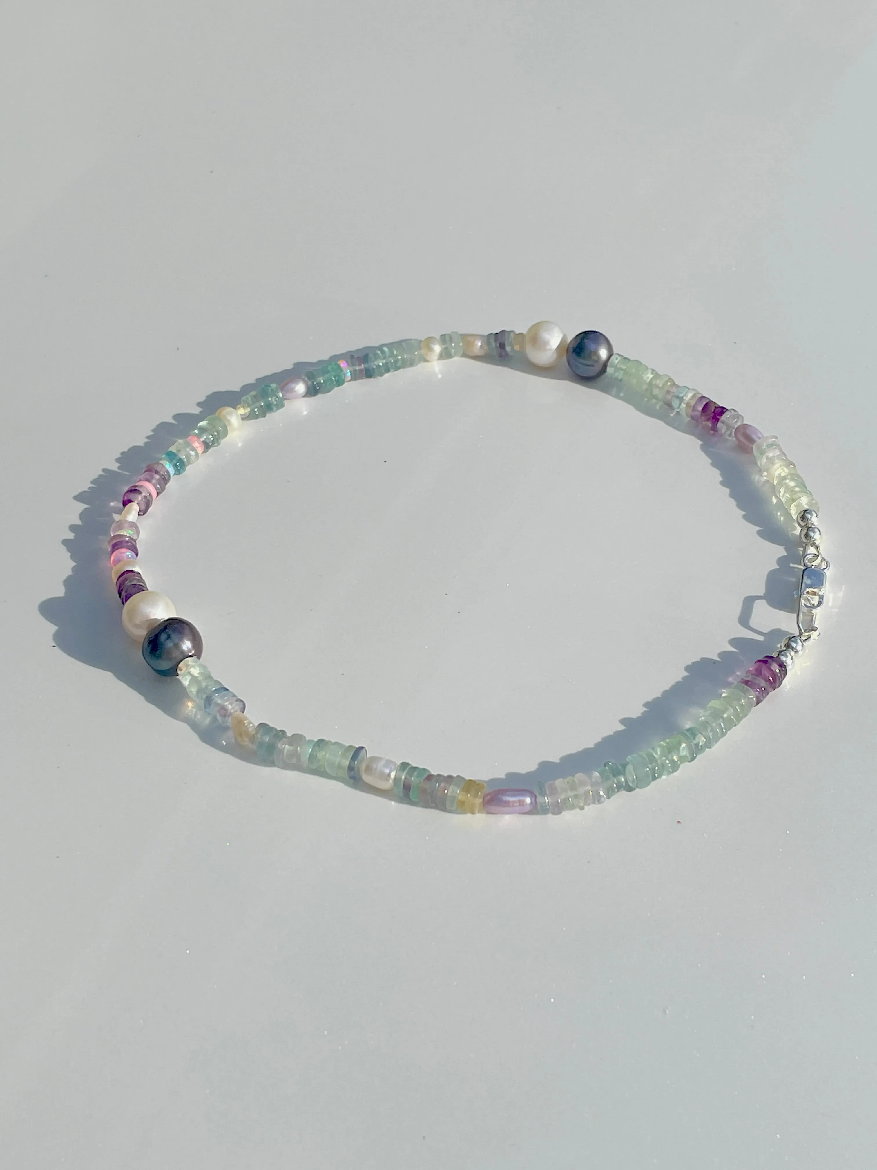 Bold Fluorite with Akoya & Tahitian Pearl Choker Necklace